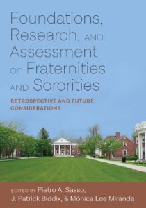 Book cover for "Foundations, Research, and Assessment of Fraternities and Sororities"